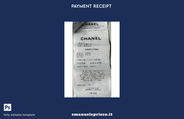 modello di controllo di pagamento delle boutique Chanel in stile verificato